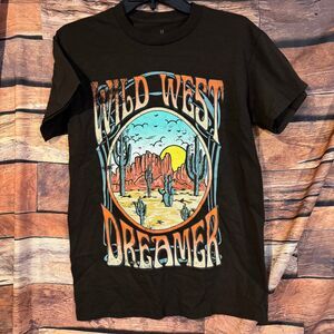Goodie Two Sleeves Men's Brown M T-Shirt Wild West Dreamer Graphic Cotton Tee